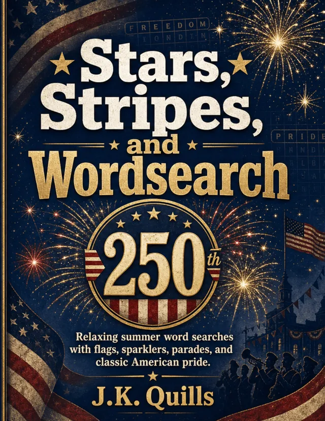 Stars, Stripes, and Wordsearch — real book cover generated by KDP Builder
