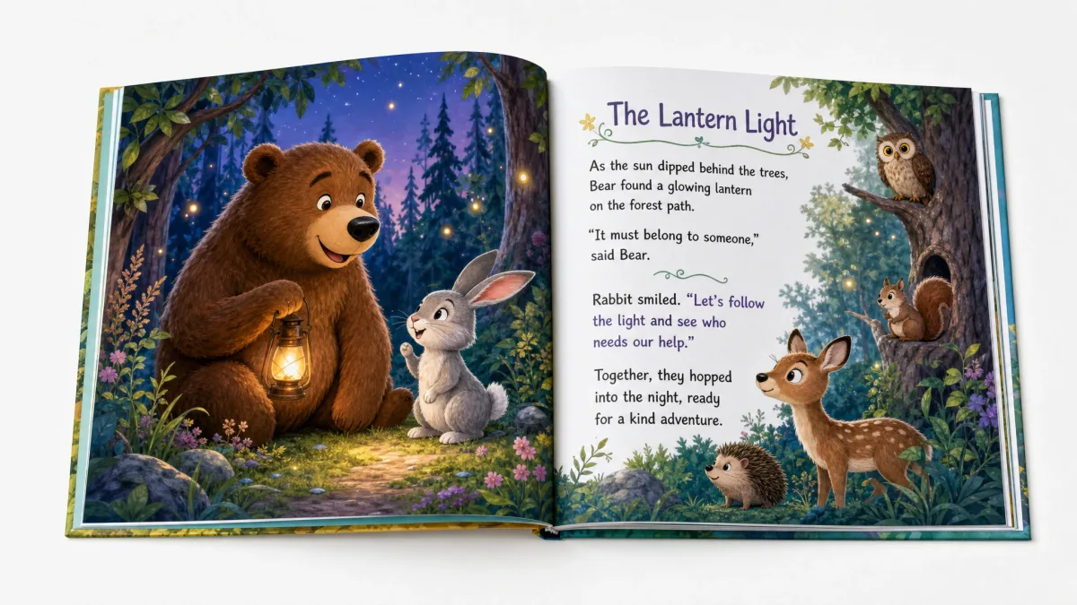 Children's book illustrated interior spread sample