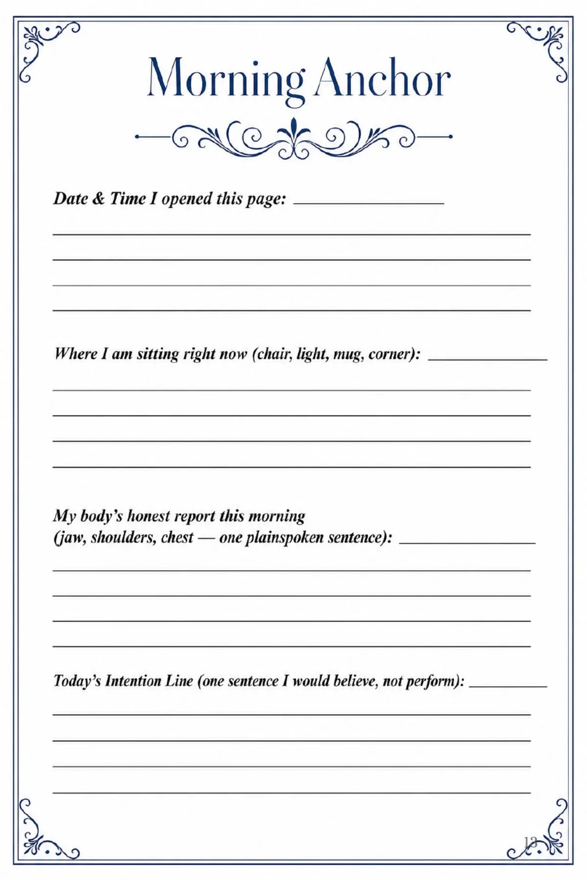 The Five-Minute Morning — actual interior page