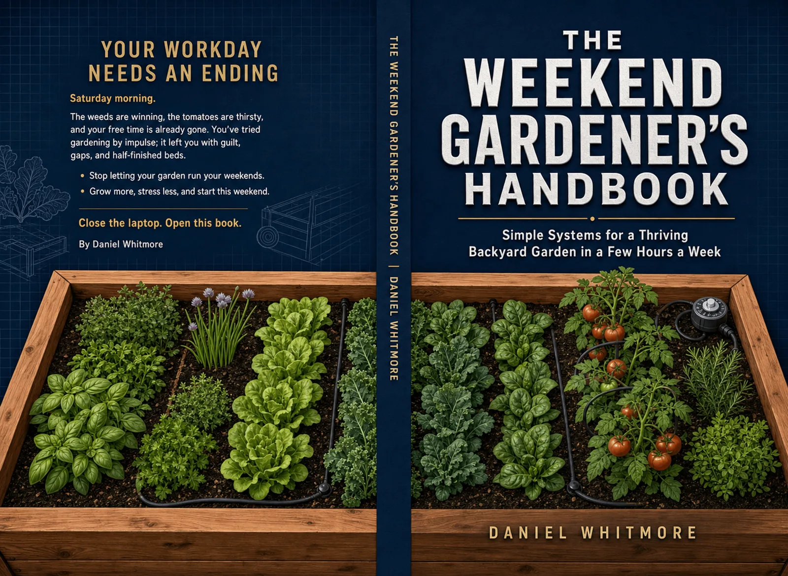 Full paperback wrap cover of The Weekend Gardener's Handbook showing back, spine, and front