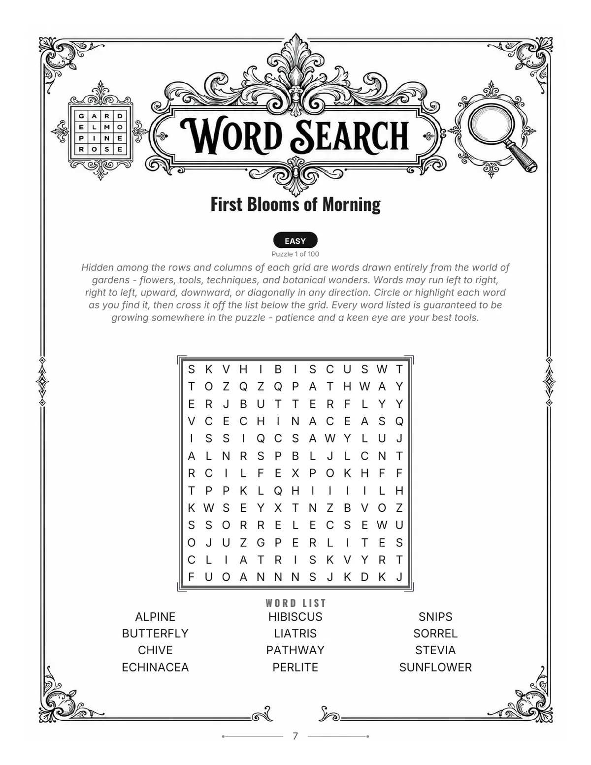 Cozy Garden Word Search — actual interior page