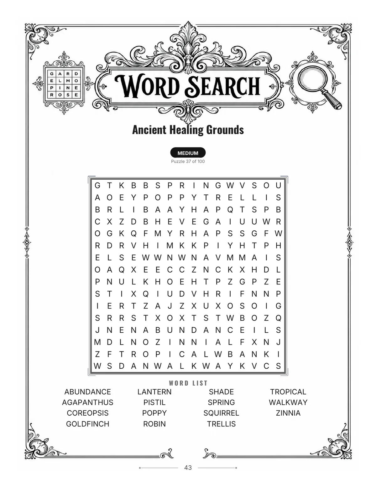 Cozy Garden Word Search — actual interior page